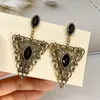 Orecchini pendenti Lifefontier Design retrò a forma di triangolo grande goccia per le donne Iperbole orecchini con strass neri regali di gioielli di tendenza