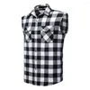 Men's Casual Shirts Men Shirt Chic Summer Plaid Print Top Lightweight Vest Male Sleeveless Streetwear