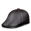 Berets Cowhide Genuine Leather Men Cap Hat High Quality Fashion Mens Real Adult Striped Black Hats 230928