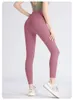 L-32 Solid Color High Waist Yoga Leggings Gym Clothes Women Running Sports Fitness Yoga Pants Full Length Overall Trouses Workout 2702