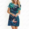 Повседневные платья Летнее женское платье с листьями тропических растений 3D-принтом в стиле отпуска Женская модная тенденция