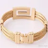 Gold Farbe Draht Kabel Männer Charme Armbänder Armreifen Titan Stahl Neue Männer Mode Jewelry227R