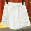 Trainingspakken voor dames GGHK Milkshake witte shortsset Dames - Arch Pin Revers Single Breasted Top Trekkoord Getailleerde 2-delige outfit