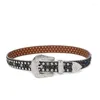 Pasy Western Rhinestone Belt Fashion Black White Crystal Stud Akcesoria