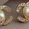2022 Cannel Stud Pearl Diamond Drop Gold Coldings Designer For Woman Mash