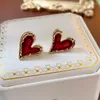 Stud Earrings Light Luxury Korean Sweet Girl Heart Love For Women Fashion Cute Red Crystal Jewelry Accessories