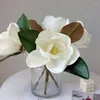 Decorative Flowers 40cm Silk Yulan White Magnolia Moisturizing Artificial Flower 3 Branch Michelia Alba Wedding Home Living Room Desktop