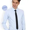 Camisas de vestido masculinas Camisa de manga comprida Business Slim Puro Sarja Escura Cor Sólida Ferramentas Profissional Coreano Preto Branco Rosa Azul