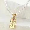 Hänge halsband sun stjärna blommor fyrkant varumärke röd cz imitation pärla för kvinnor halsband rostfritt stål lås guld färg krage utsökt