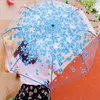 Parapluies Style coréen Mini frais Simple Sen série triple parapluie avec mignon japonais fleur de cerisier Transparent pliant