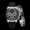 Bransoletka prezentowa 116518 Black Dial Asian 2813 Automatyczna męska obserwowanie czarna ramka szafirowa szklana stalowa skrzynia gumowa pasek nowy watch238q