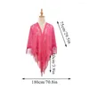 Sjaals Egelant Vrouwen Lange Kwastje Hollow Out Lace Sjaal Moslim Hijaabs Hoofddoek Fringe Effen Sjaal Dunne Driehoek Wraps