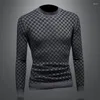 Suéter masculino outono chegada moda xadrez jacquard suéter inverno de alta qualidade luxo casual malha masculino quente lã 5xl