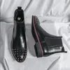 Moda rebites homens chelsea botas de negócios deslizamento-on oxfords sapatos designer de luxo couro formal sapatos masculinos 1aa60