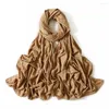 Шарфы Мятый плиссированный хлопковый трикотаж, шарф-хиджаб для женщин, полосатый эластичный тюрбан, ребристая вуаль, головной платок, мусульманская голова