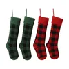 Santa Claus Gift Plaid Stocking Knit Christmas Stockings Christmal Decorations Plaid Socks Children Candy Gift Storage Bags Th1152