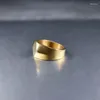 Trouwringen Geometrische Band Platte Top Heren Zegelring Goud Kleur Roestvrij Staal Vintage Rustieke Mannelijke Sieraden