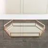 Borden Scandinavisch metalen dienblad Gouden glas Spiegel Cosmetische opslag Europese stijl Model Kamerdecoratie El Desktop