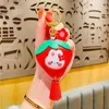 Keychains Creative Year Leather Fruit Peach Key Chain Knapsack Pendant Keychain Cute Strawberry Car Keyring Girl Gift