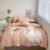 Bedding Sets Autumn 4-piece Set Japanese Simple Soild Color Soft Breathable Duvet Cover AB Double-sided No Quilt