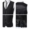 Gilet da uomo Gilet nero retrò Gilet da uomo con catena solida Decorazione monopetto da uomo Gilet vittoriano vintage slim casual