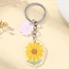 Keychains Cute Sunflower Keychain Flower Girl Fresh School Bag Decorative Pendant Send People Small Gifts