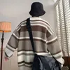 Men's Sweaters Striped Contrast Color Sweater Oversized Loose Y2K Fashion Knitted Jumper Couple Vintage Casual Long Sleeve Pullover Tops