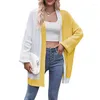 Malhas femininas contraste cor cardigan de malha solta casual com decote em v manga longa batwing colorido retalhos camisola casaco para mulher estilo preguiçoso