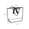 Cadeau cadeau 10pcs blanc boîte de papier en carton portable boîtes d'emballage alimentaire sac à lunch avec ruban noir sacs cadeaux sac à main personnalisé