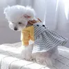Dog Apparel Checkered Dress Summer And Spring Puppy Wearing Cute Bear Four Legged One Piece Suitable For Small Medium Dogs