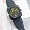 jiucai889 2023新しい男性腕時計メンズベル自動機械式時計ブラウンレザーブラックラバーロスリストウォッチウォッチギフト