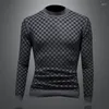 Suéter masculino outono chegada moda xadrez jacquard suéter inverno de alta qualidade luxo casual malha masculino quente lã 5xl