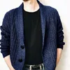 Men's Jackets Winter Long Sleeve Warm Shawl Collar Knitted Cardigan Sweater Casual Slim Fit Soft Cotton Knitwear