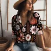 Chemisiers pour femmes Automne Mode Tendance Lâche Chemise Décontractée Vêtements Plage Vacances Style Hauts Fleur 3D Imprimé Chemisier à manches longues