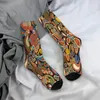 Herrensocken, handgezeichnet, Retro-Vintage-Funky-Design, für Herren und Damen, Sommerstrümpfe, Polyester