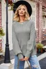 Kobiety swetry 2023 Kobiety żółte duże ciepły ciepły rękaw SWEATER LADY O NECK SIDY KNIT KIT JUCNE Zime Kobiety Skoczki