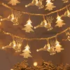 Juldekorationer träd snöflinga led stränglampor Banner Decoration 2023 för hem Navidad Xmas Decor Fairy Light Pendant