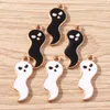 Charms 10 Stück 8 x 26 mm Cartoon-Emaille-Halloween-Geist-Anhänger für die Herstellung von DIY-Ohrringen, Halsketten, handgefertigten Schlüsselanhängern, Schmuckzubehör