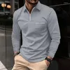 Men's T Shirts Street Clothing T-shirt Men Fashion Loose POLO Shirt Long Sleeve Large Top Summer Dress Mens Retro Zipper Pocket Casual