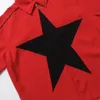 Męskie kurtki patchwork kurtka męska ponadwymiarowa gwiazda harajuku nadruk streetwear Hip Hop koszule moda swobodny luźne zamek błyskawiczny y2k czerwony czarny lato 230928