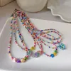 Choker Colorful Seed Beaded Love Flower Necklace Ajdustable Clavicle Chain