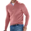 Suéteres masculinos homens camisola elegante inverno zíper gola pescoço proteção calor macio uma cor sólida casual top longo