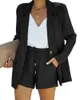 Abiti da donna Business Blazer a maniche lunghe Giacca Cappotto e pantaloncini a vita alta Set da 2 pezzi