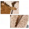 여자 모피 2023 Winter Sheepskin Coat 여성 느슨한 두껍게 따뜻한 아웃복 여성 빈티지 기질 디자인 패치 워크 재킷의 감각