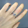 Solitaire Ring Natural Oval Moissanite Gemstone Real 14K White Gold Jewelry Engagement for Women Channel Setting Anillos De Bizute309L