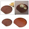 Plates Wooden Serving Tray Round Appetizers Dinner With Rim Decorative For Ottoman Bar Coffee Table Kitchen Bathroom