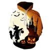 Męskie bluzy z kapturem Halloween Bluza z kapturem 3D Pumpkin Light