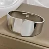 Bangle AENSOA 316L Stainless Steel Chunky Smooth Gold Color Wide Bracelets For Women Men Design Geometry Thick Wrist Jewelry