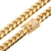 Catene Miami cubane in acciaio inossidabile di larghezza 8-18mm Collane con scatola di zirconi CZ Catena d'oro pesante grande per uomo Gioielli Hip Hop Rock278C