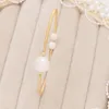 Bracciale rigido con perle d'acqua dolce naturali, elastico per regalo di gioielli da sposa da donna